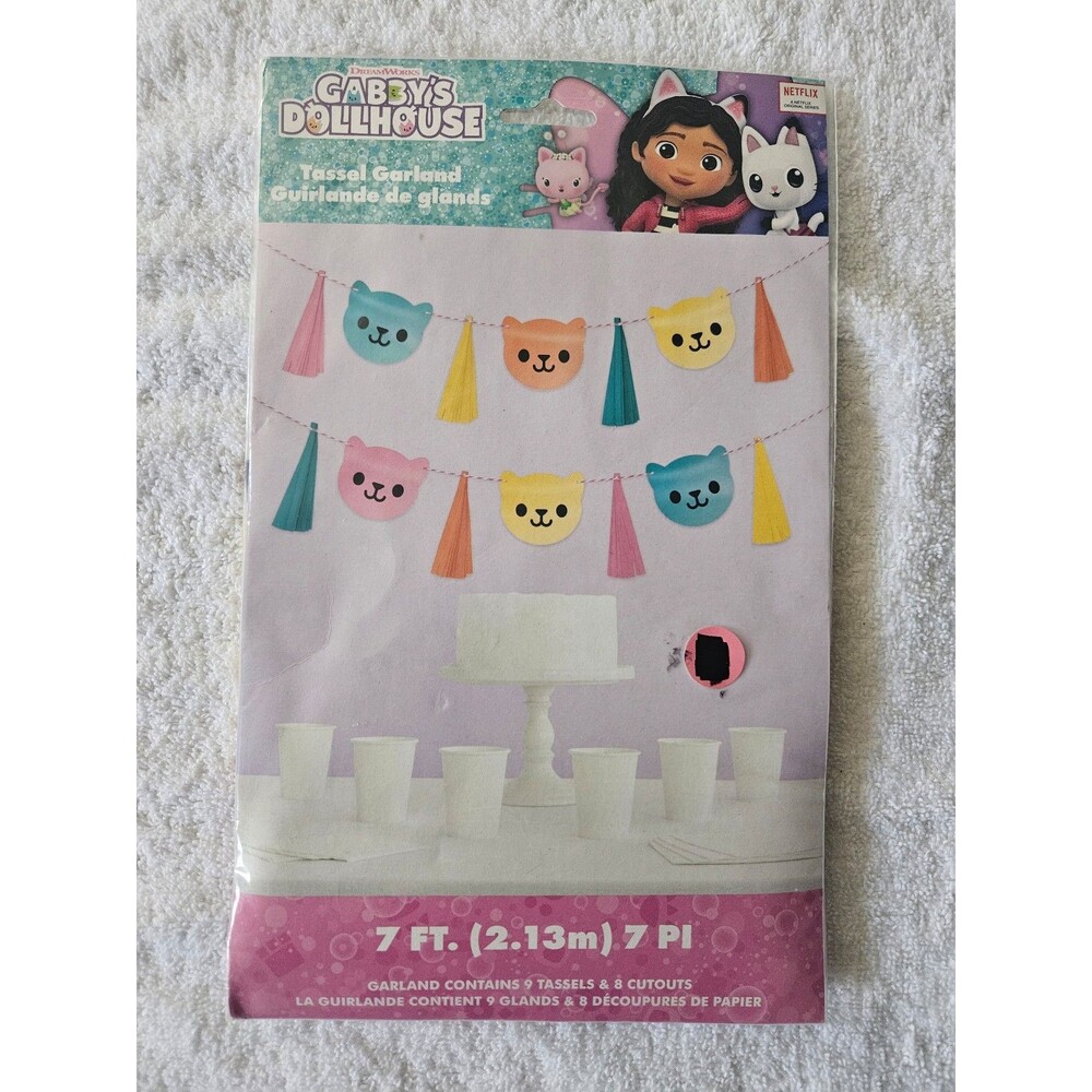 Gabby’s Dollhouse Party Garland 7ft Tassel Banner Kids Birthday Decorations